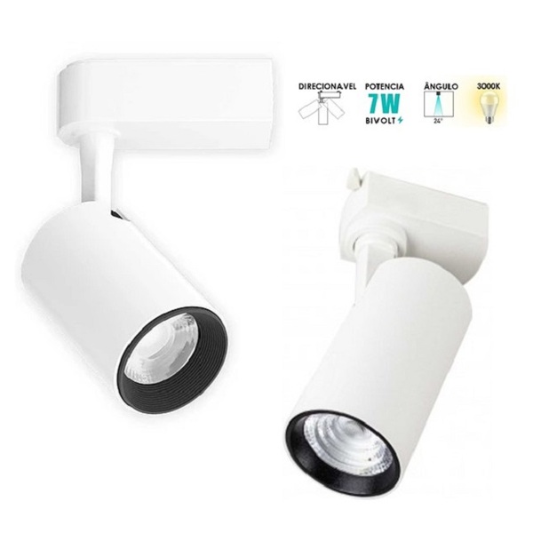 Kit 2 Spot Para Trilho Eletrificado Branco Led 7w 3000k Luz Q