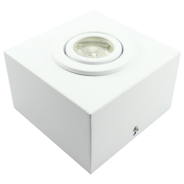 Kit 2 Spot Plafon Sobrepor Box Quadrado Mr16 Branco + Led 7w