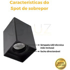 Kit 2 Spot Quadrado Sobrepor Quadrat Para Mr16 - Preto - 110v