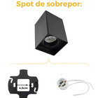 Kit 2 Spot Quadrado Sobrepor Quadrat Para Mr16 - Preto - 110v