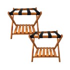 Kit 2 Suporte De Mala Madeira Com Prateleira Sapateira Hotel