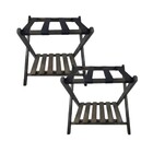 Kit 2 Suporte De Mala Madeira Com Prateleira Sapateira Hotel