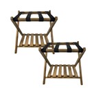 Kit 2 Suporte De Mala Madeira Com Prateleira Sapateira Hotel