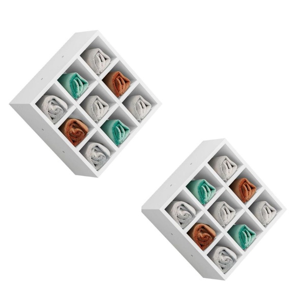 Kit 2 Suporte Porta Toalha Alana 9 Nichos Toalheiro Multiuso