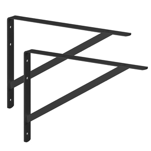 Foto de Kit 2 Suporte Prateleira Mão Francesa Pesada Aço 50cm Preto