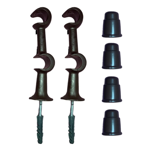 Kit 2 Suporte Varão Duplo Cortina C/ Ponteira 19-19mm Imbuia