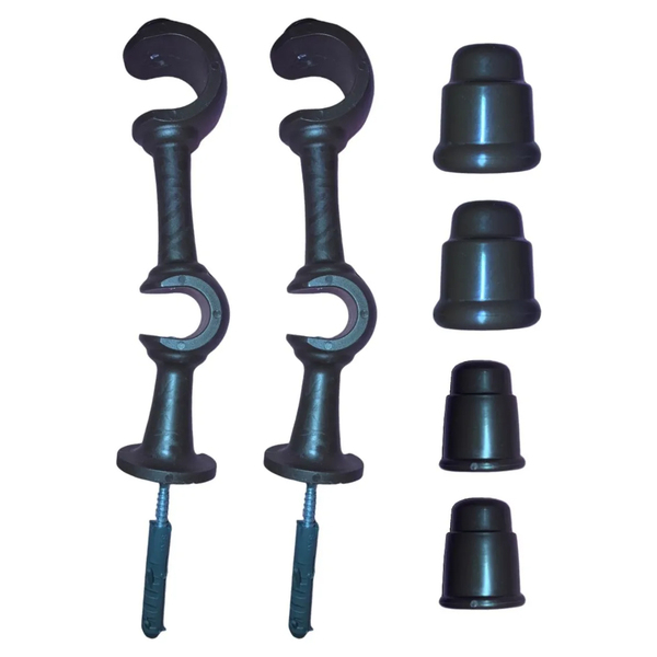 Kit 2 Suporte Varão Duplo Cortina C/ Ponteira 19-28mm Imbuia