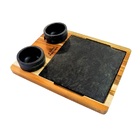 Kit 2 Tábua 04 Molheiras Em Pedra Sabão E Suporte P 20x20cm