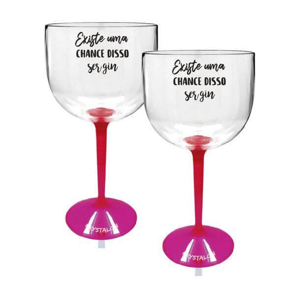 Kit 2 Taças Gin Bicolor Rosa Acrílico Personalizada - Chance