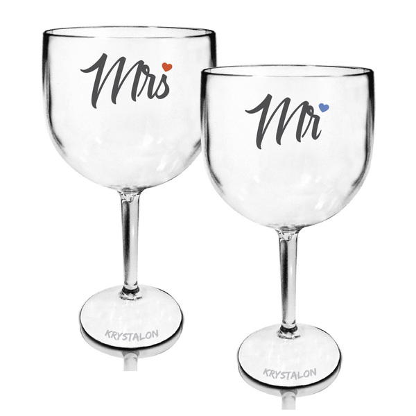 Kit 2 Taças Gin Personalizadas Mr&mrs Acrílico - Para Dia Dos
