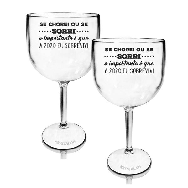 Kit 2 Taças Gin Transparentes Personalizadas Se Chorei Ou Se