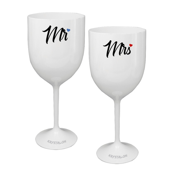 Kit 2 Taças Vinho Personalizadas Mr&mrs Acrílico - Para Dia D