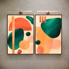 Kit 2 Telas Canvas Com Formas Abstrata