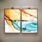Kit 2 Telas Canvas Com Moldura Abstrata