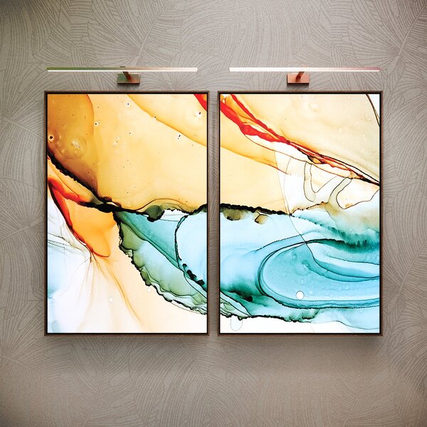 Kit 2 Telas Canvas Com Moldura Abstrata