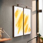 Kit 2 Telas Canvas Com Moldura Abstrata Amarelo