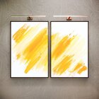 Kit 2 Telas Canvas Com Moldura Abstrata Amarelo