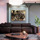 Kit 2 Telas Canvas Com Moldura Abstrata Mármore Gold E Preto