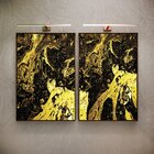 Kit 2 Telas Canvas Com Moldura Abstrata Marmorizada Gold