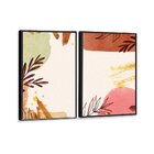 Kit 2 Telas Canvas Com Moldura Abstrata Ramos