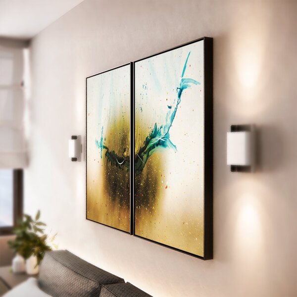 Kit 2 Telas Canvas Com Moldura Abstrato