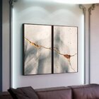 Kit 2 Telas Canvas Com Moldura Abstrato Cinza E Gold