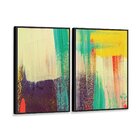 Kit 2 Telas Canvas Com Moldura Abstrato Pintura