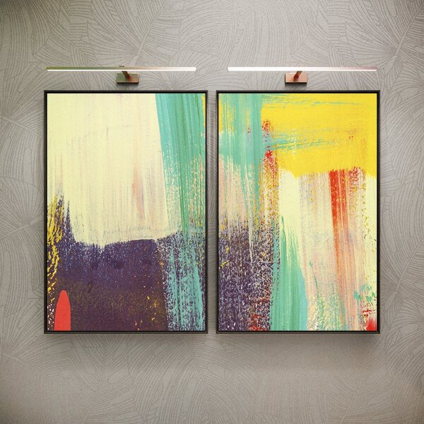 Kit 2 Telas Canvas Com Moldura Abstrato Pintura