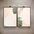 Kit 2 Telas Canvas Com Moldura Arte Abstrata E Costela De Adão