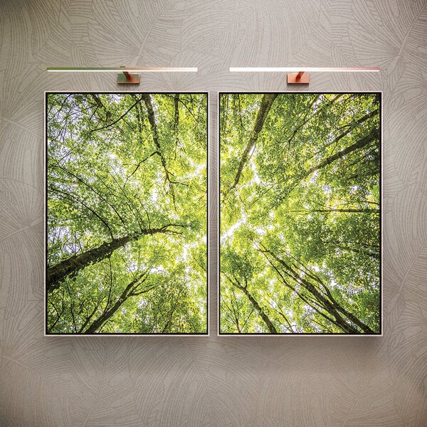 Kit 2 Telas Canvas Com Moldura Arvore Folhas Verde