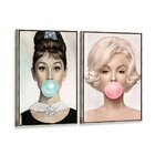 Kit 2 Telas Canvas Com Moldura Audrey Hepburn E Marilyn Monroe