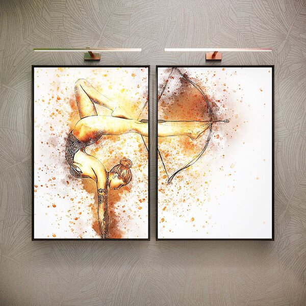 Kit 2 Telas Canvas Com Moldura Bailarina Arco E Fecha