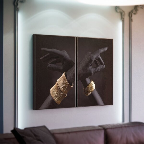 Kit 2 Telas Canvas Com Moldura Braços E Mãos