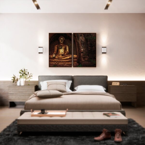 Kit 2 Telas Canvas Com Moldura Buda