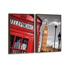Kit 2 Telas Canvas Com Moldura Cabine Big Ben