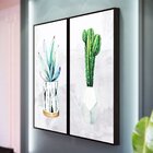 Kit 2 Telas Canvas Com Moldura Cactos