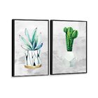 Kit 2 Telas Canvas Com Moldura Cactos