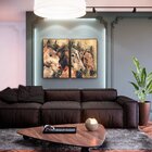 Kit 2 Telas Canvas Com Moldura Cavalos Abstratos