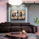 Kit 2 Telas Canvas Com Moldura Cavalos Diversos