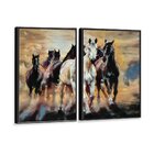 Kit 2 Telas Canvas Com Moldura Cavalos Diversos