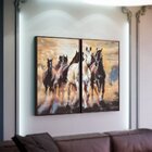 Kit 2 Telas Canvas Com Moldura Cavalos Diversos