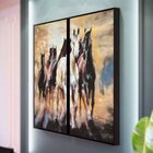Kit 2 Telas Canvas Com Moldura Cavalos Diversos