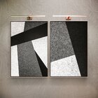 Kit 2 Telas Canvas Com Moldura Cimento Geométrico