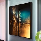 Kit 2 Telas Canvas Com Moldura Dente-de-leão Noite