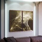 Kit 2 Telas Canvas Com Moldura Dente De Leão Preto E Branco