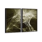 Kit 2 Telas Canvas Com Moldura Dente De Leão Preto E Branco