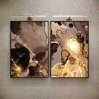 Kit 2 Telas Canvas Com Moldura Efeito Marmorizado