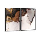 Kit 2 Telas Canvas Com Moldura Efeito Marmorizado Colorido