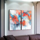 Kit 2 Telas Canvas Com Moldura Flor Aquarela