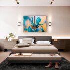 Kit 2 Telas Canvas Com Moldura Flor Azul